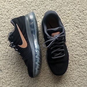 Nike Black Sneakers with Rose Swoosh and Clear Air Sole